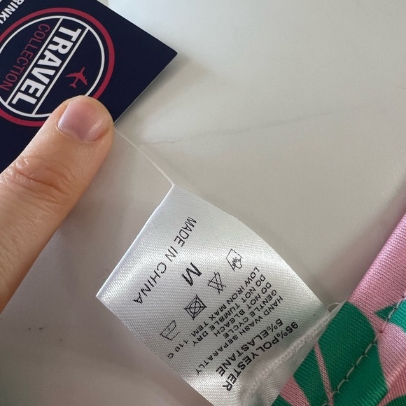 Tropical Leaf Print Pink and Green Women's Top - Picture 2 of 3